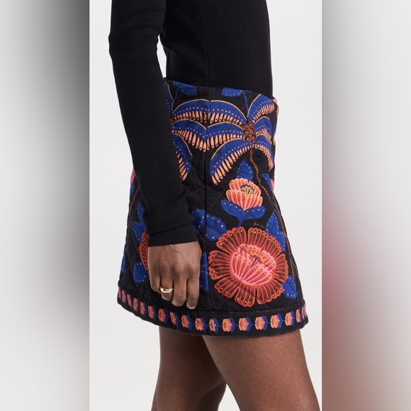 Farm Rio: Floral Embroidered Black Skirt - Picture 2 of 11